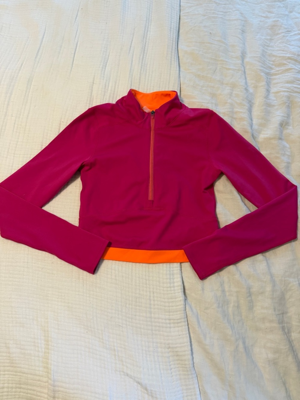 FP Movement by Free People Magenta & Orange Half-Zip Crop Top